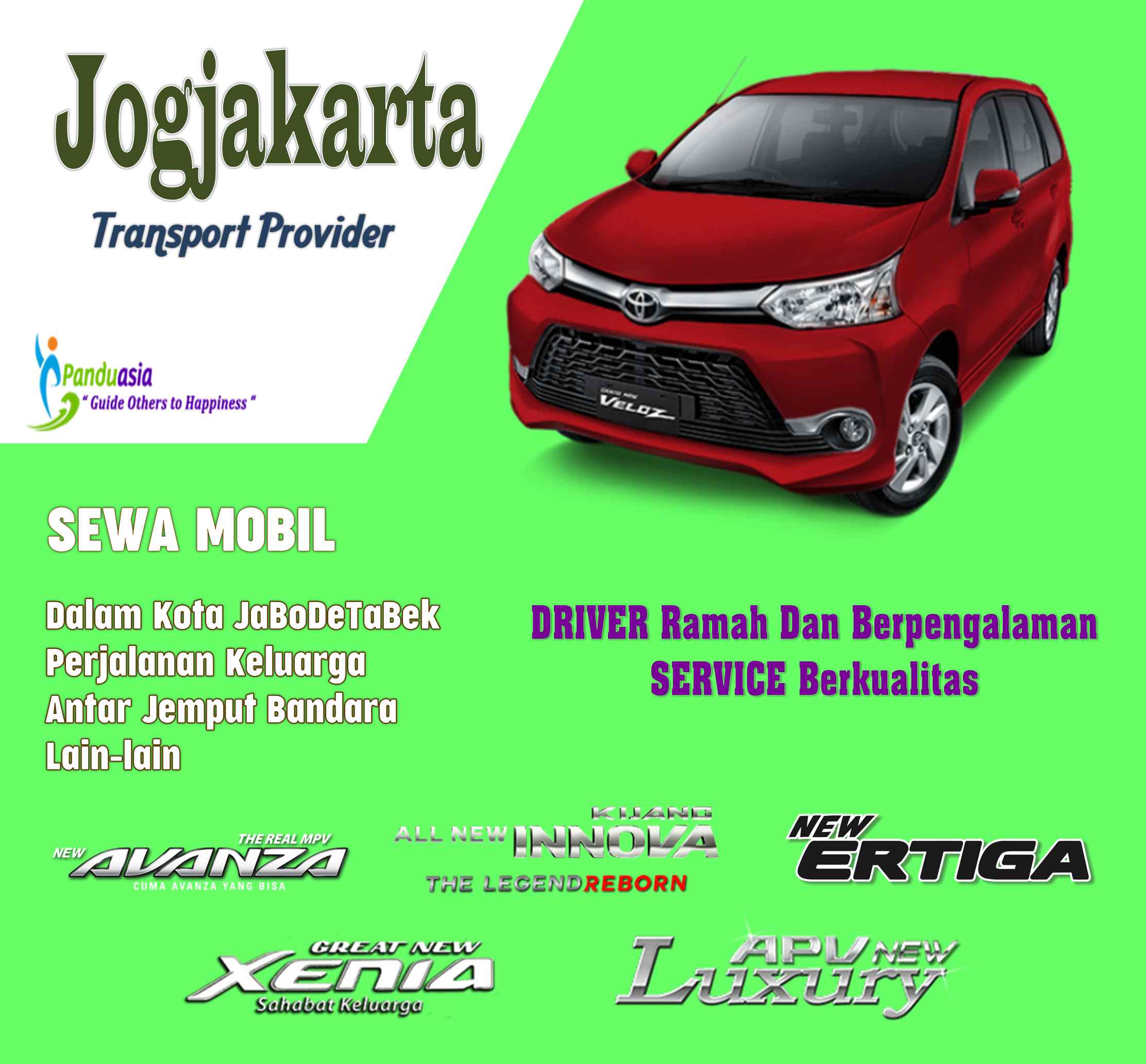Jasa Antar Jemput (Sewa Mobil)  Murah Jogja  (Car + Driver Provider in Jogjakara)
